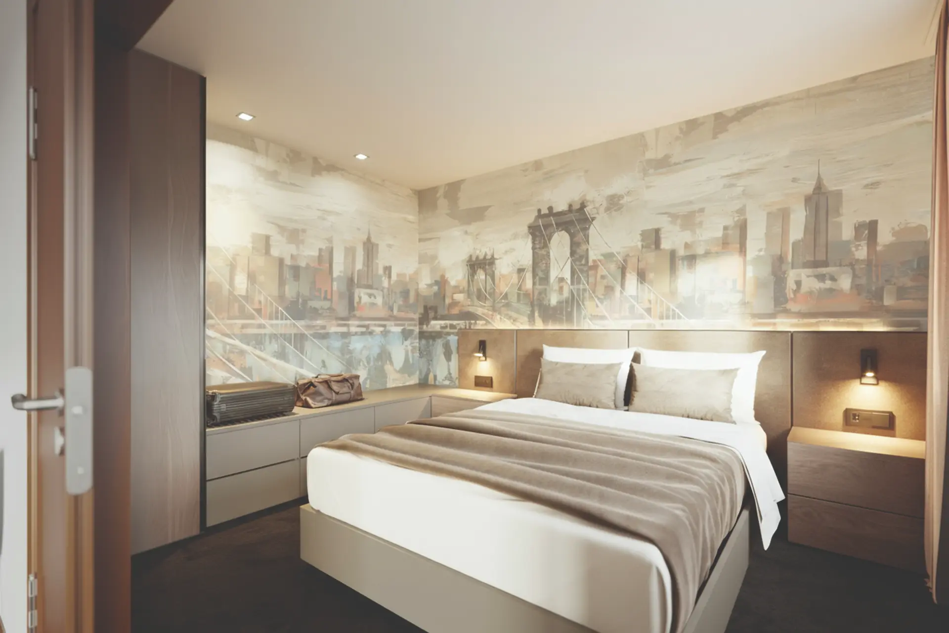 Tower Suite Schlafzimmer mit King-Size-Bett – Main Plaza Suite Residenz